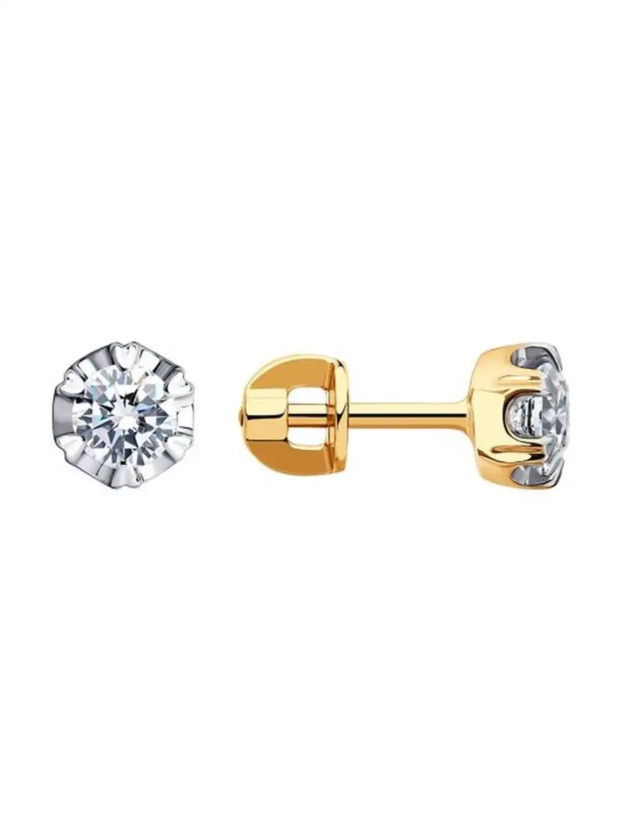 Серьги на петле из золота 375 пробы с фианитом