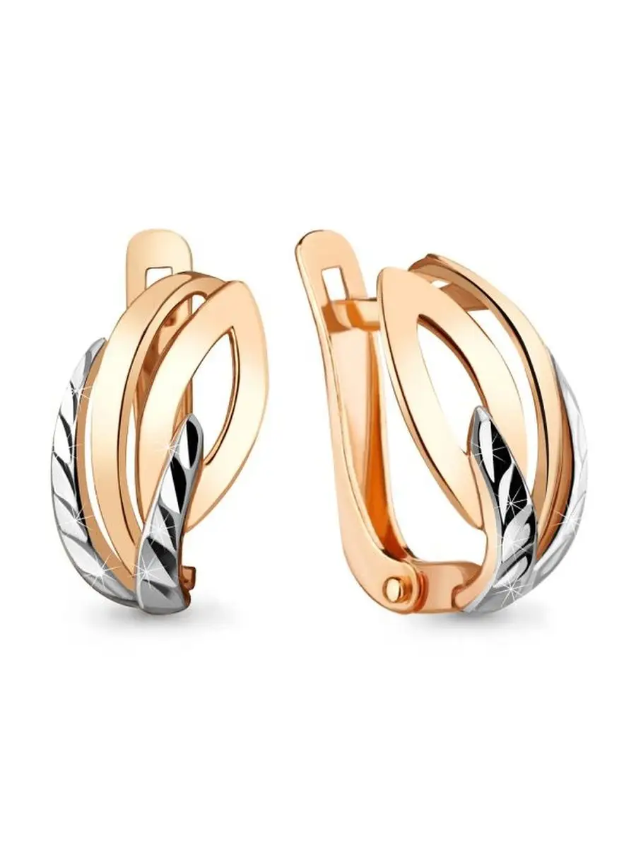 Серьги на английском замке из золота 375 пробы