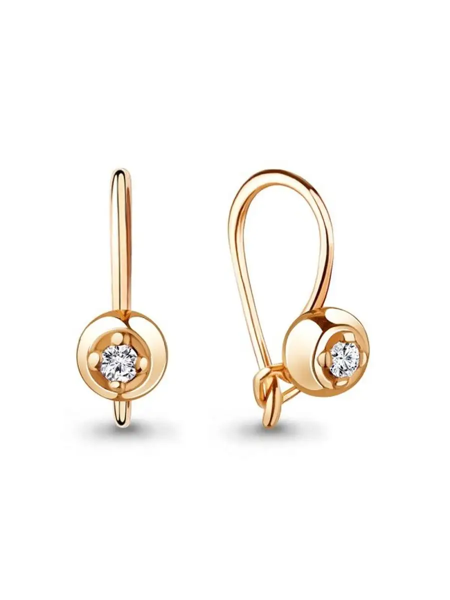 Серьги на петле из золота 375 пробы с фианитом