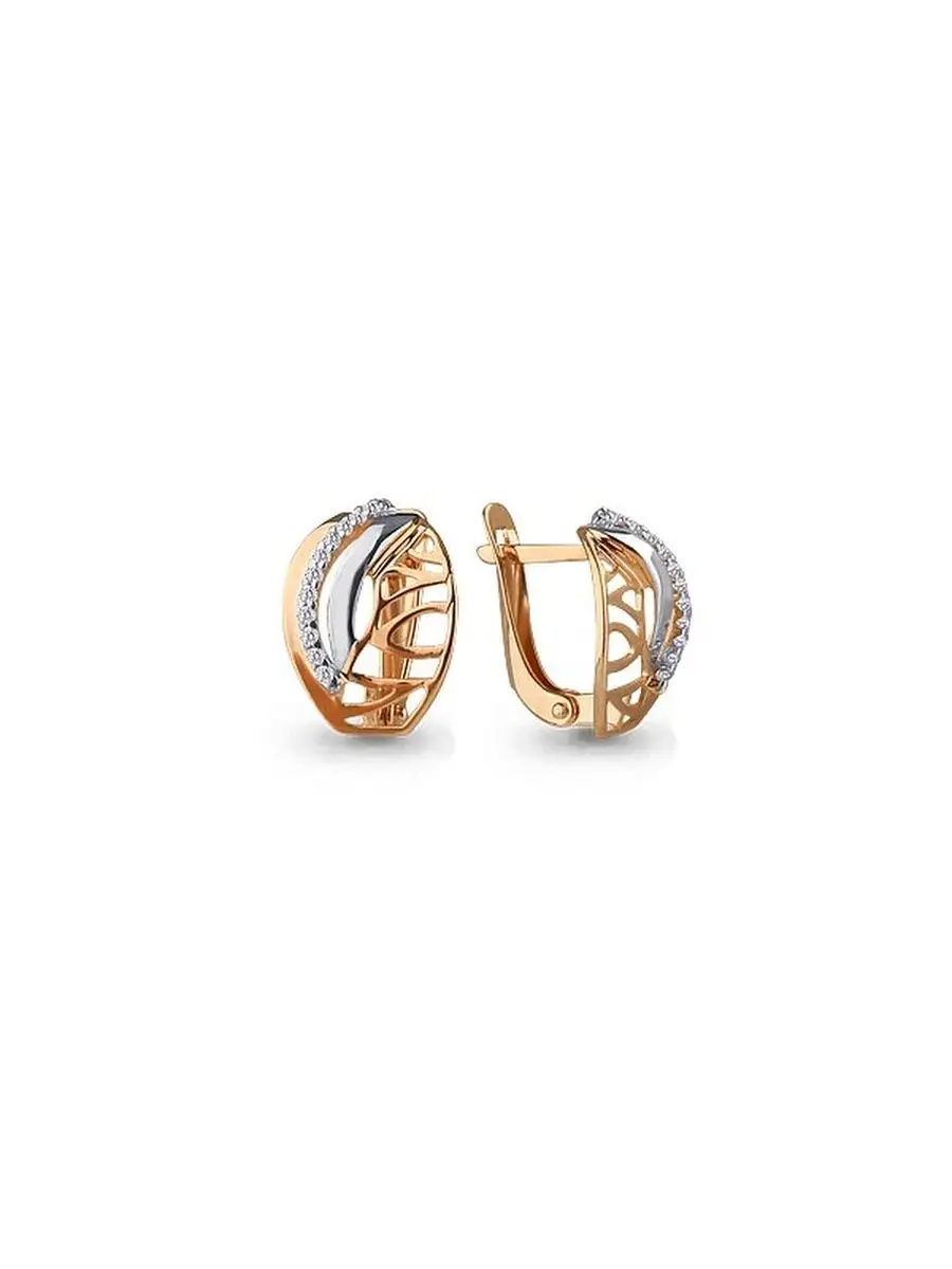Серьги на английском замке из золота 375 пробы с фианитом