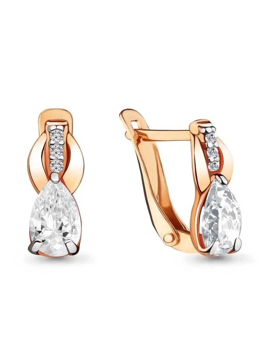 Серьги на английском замке из золота 375 пробы с фианитом