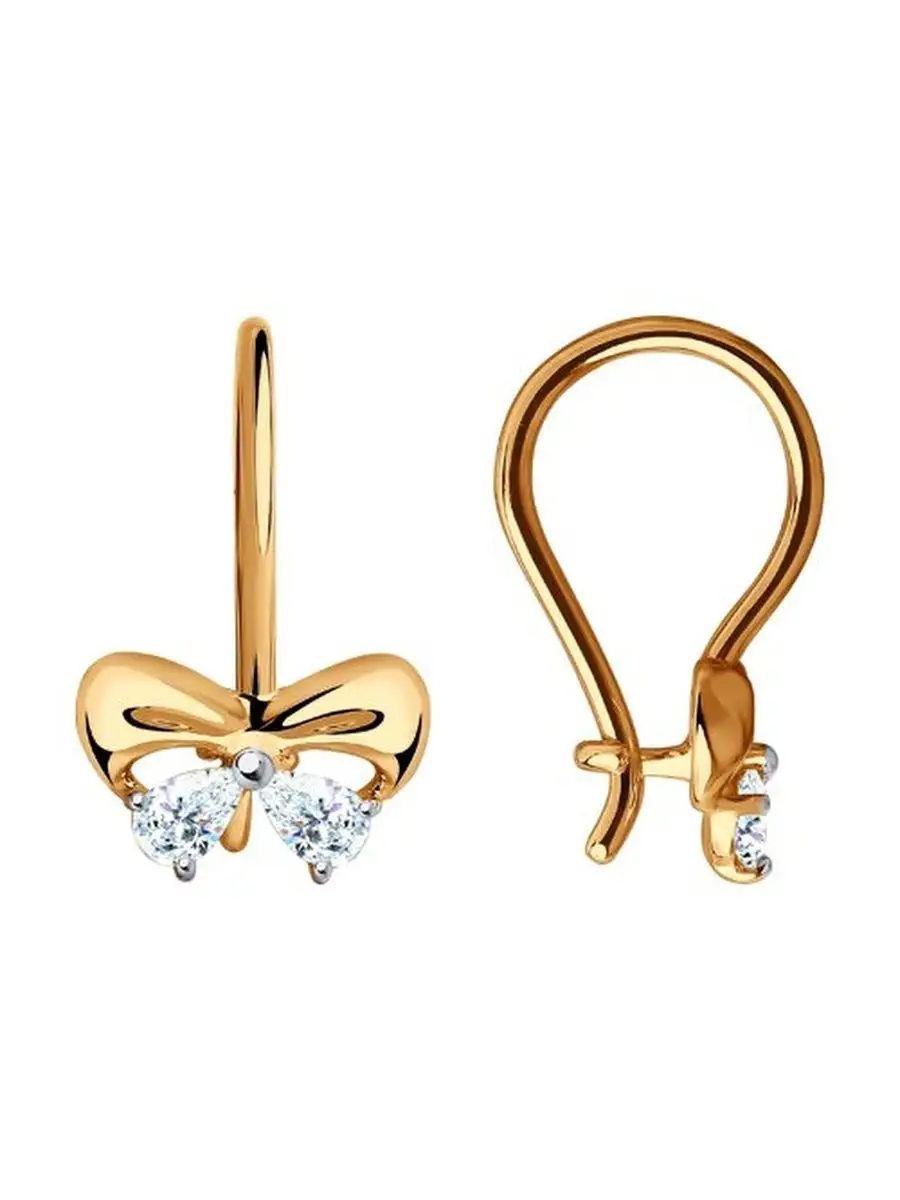 Серьги на петле из золота 585 пробы c кристаллами swarovski