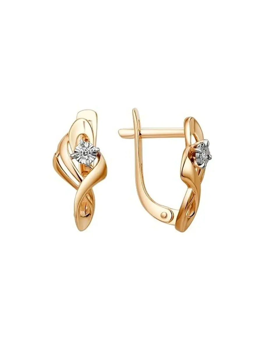 Серьги из золота 585 пробы на английском замке