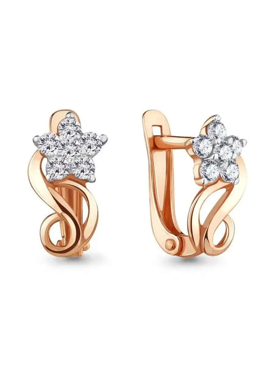 Серьги из золота 585 пробы на английском замке