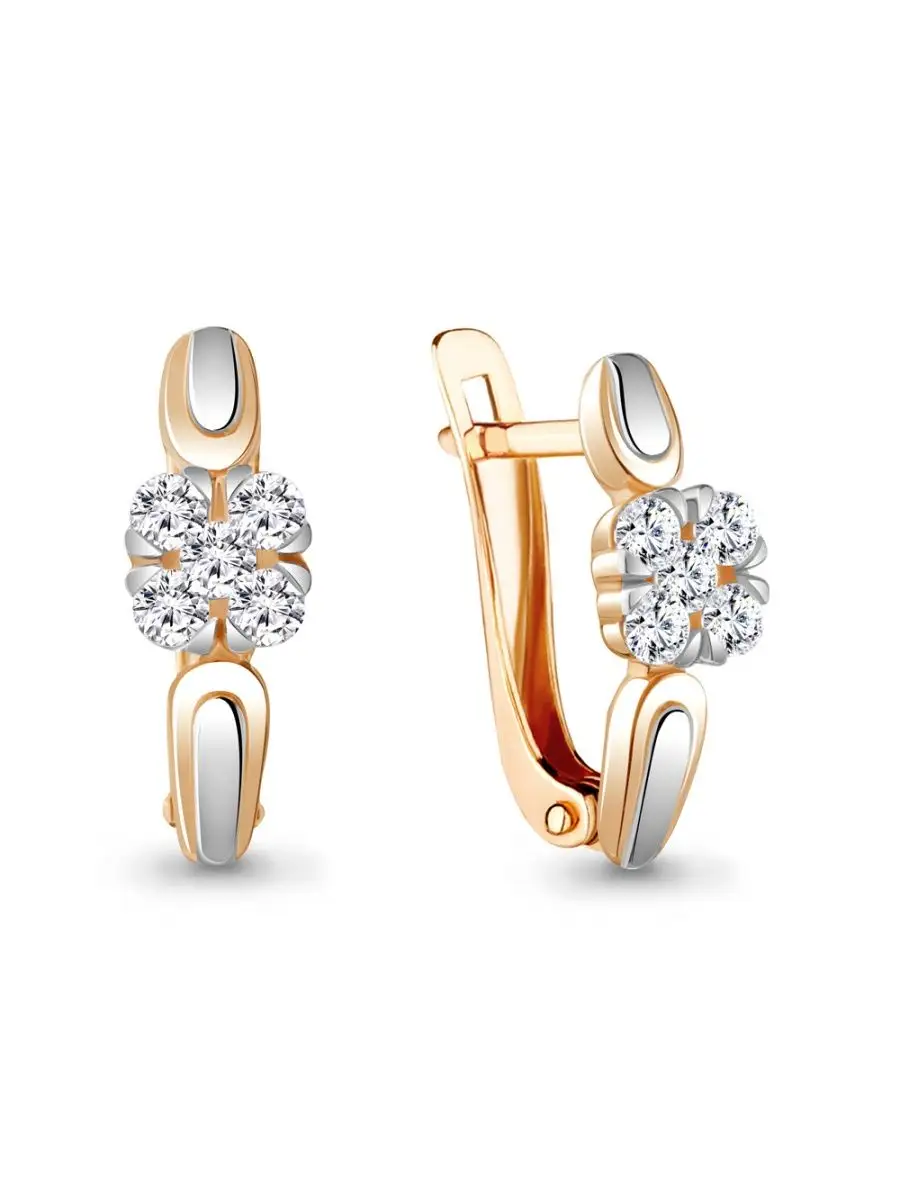 Серьги золотые женские 585 с фианитом