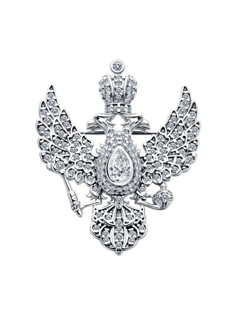 Брошь булавка серебряная двуглавый орел