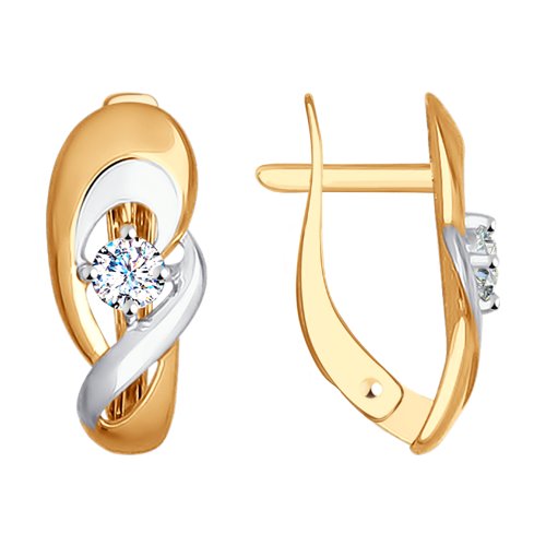 Серьги классические из комбинированного золота