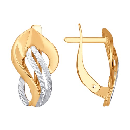 Серьги классические из комбинированного золота