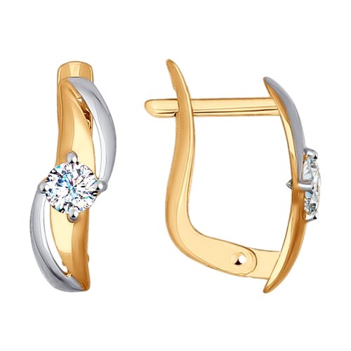 Серьги классические из комбинированного золота