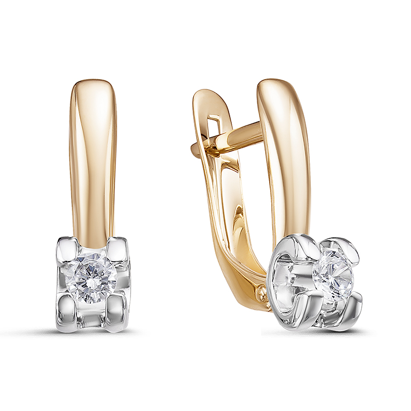 Серьги классические из комбинированного золота
