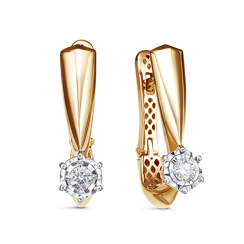 Серьги классические из комбинированного золота