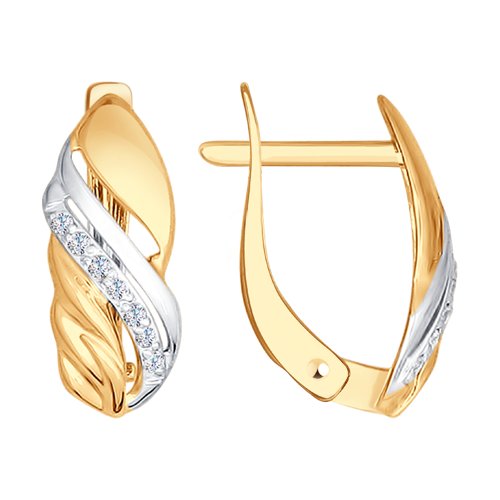 Серьги классические из комбинированного золота