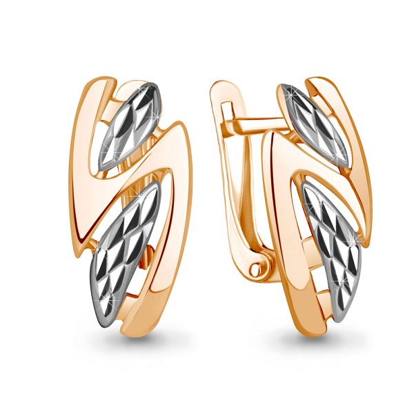 Серьги классические из комбинированного золота
