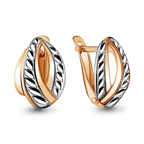 Серьги классические из комбинированного золота