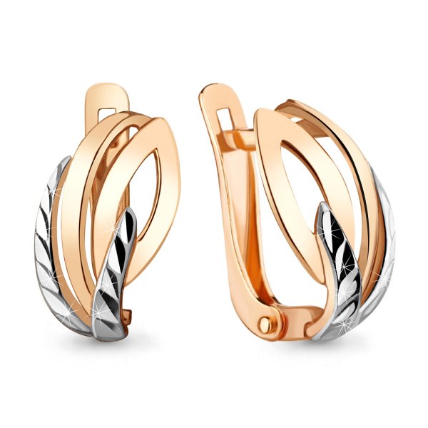 Серьги классические из комбинированного золота