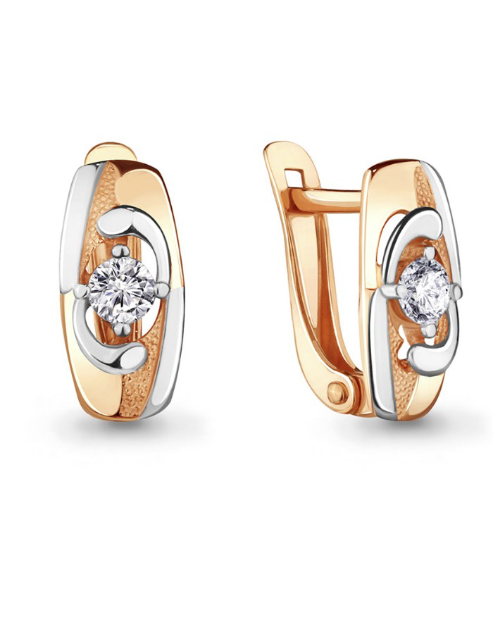 Серьги классические из комбинированного золота