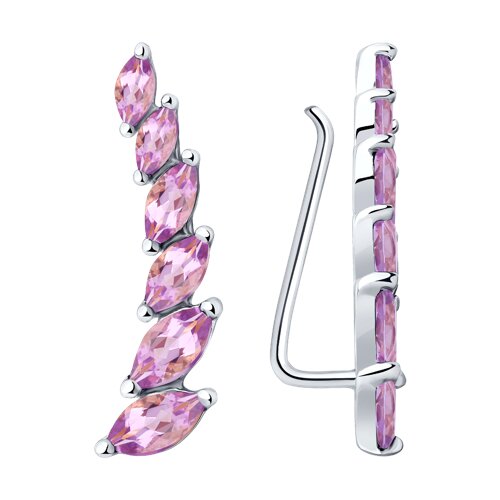 Серьги каффы из серебра с аметистом
