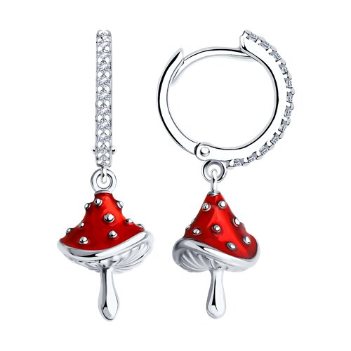 Серьги кольца из серебра на подвесной части