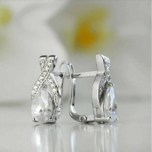 Серьги классические из серебра