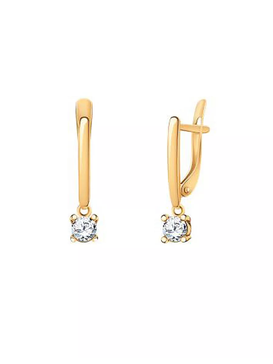 Серьги из золота 585 пробы с фианитом