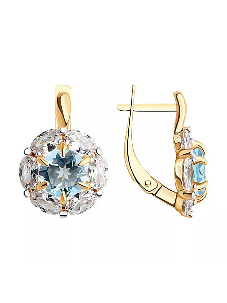 Серьги классические из золота на английском замке