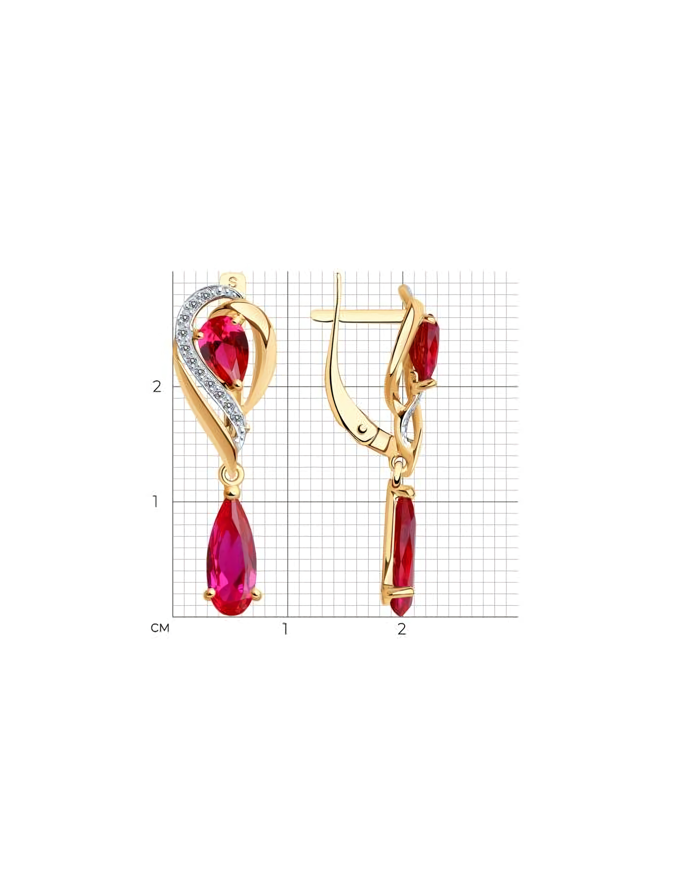 Серьги золотые на подвесной части 375 пробы — фото 2