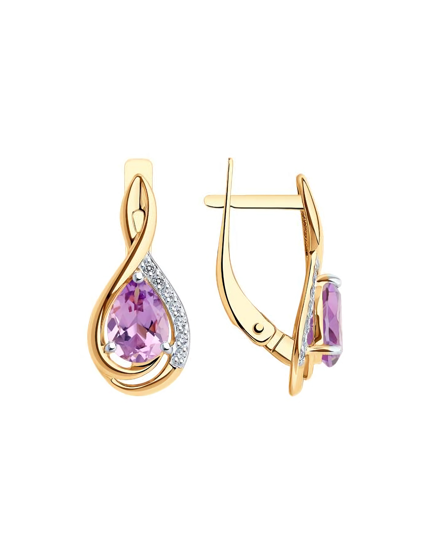Серьги из золота 375 пробы на английском замке