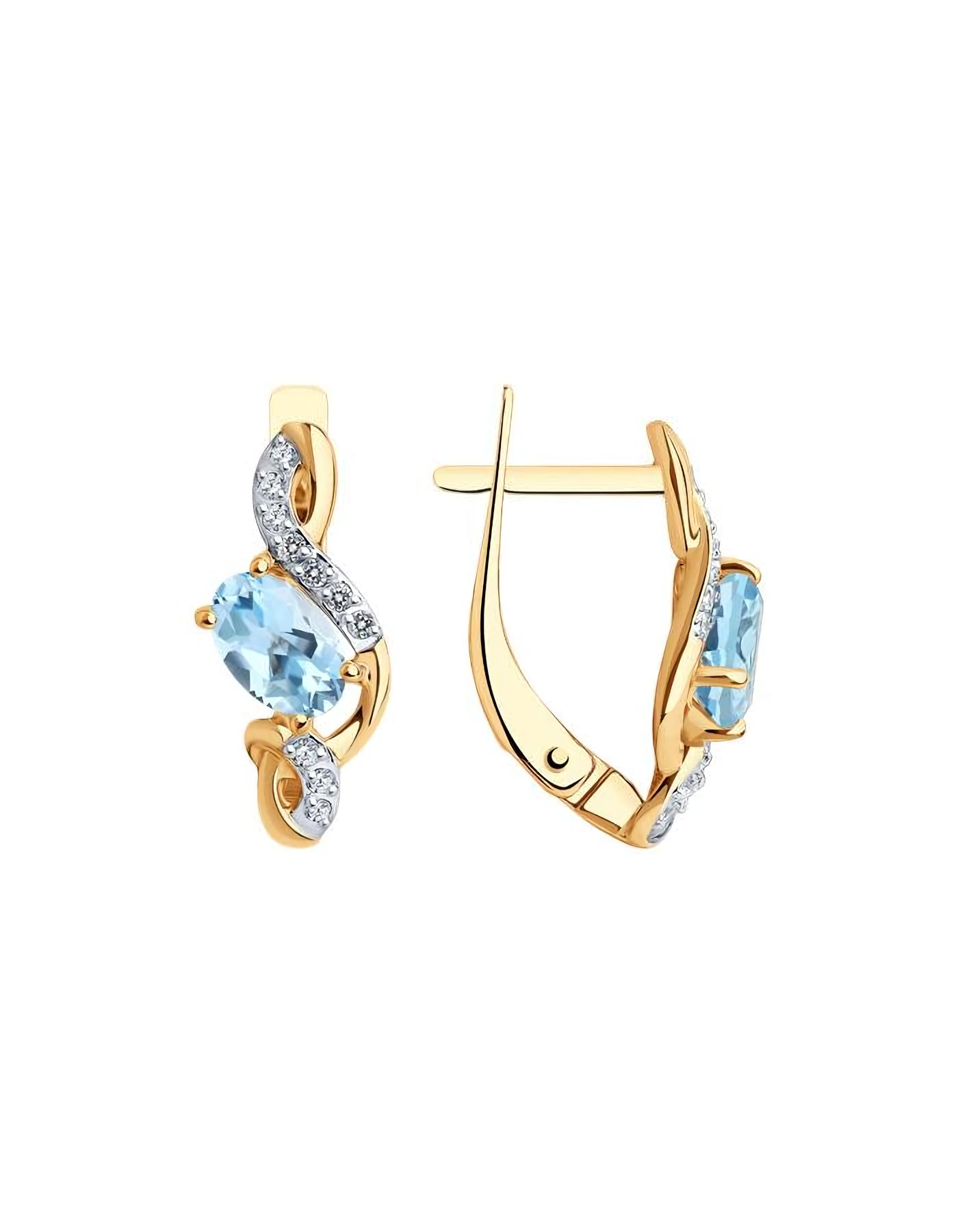 Серьги из золота 375 пробы на английском замке