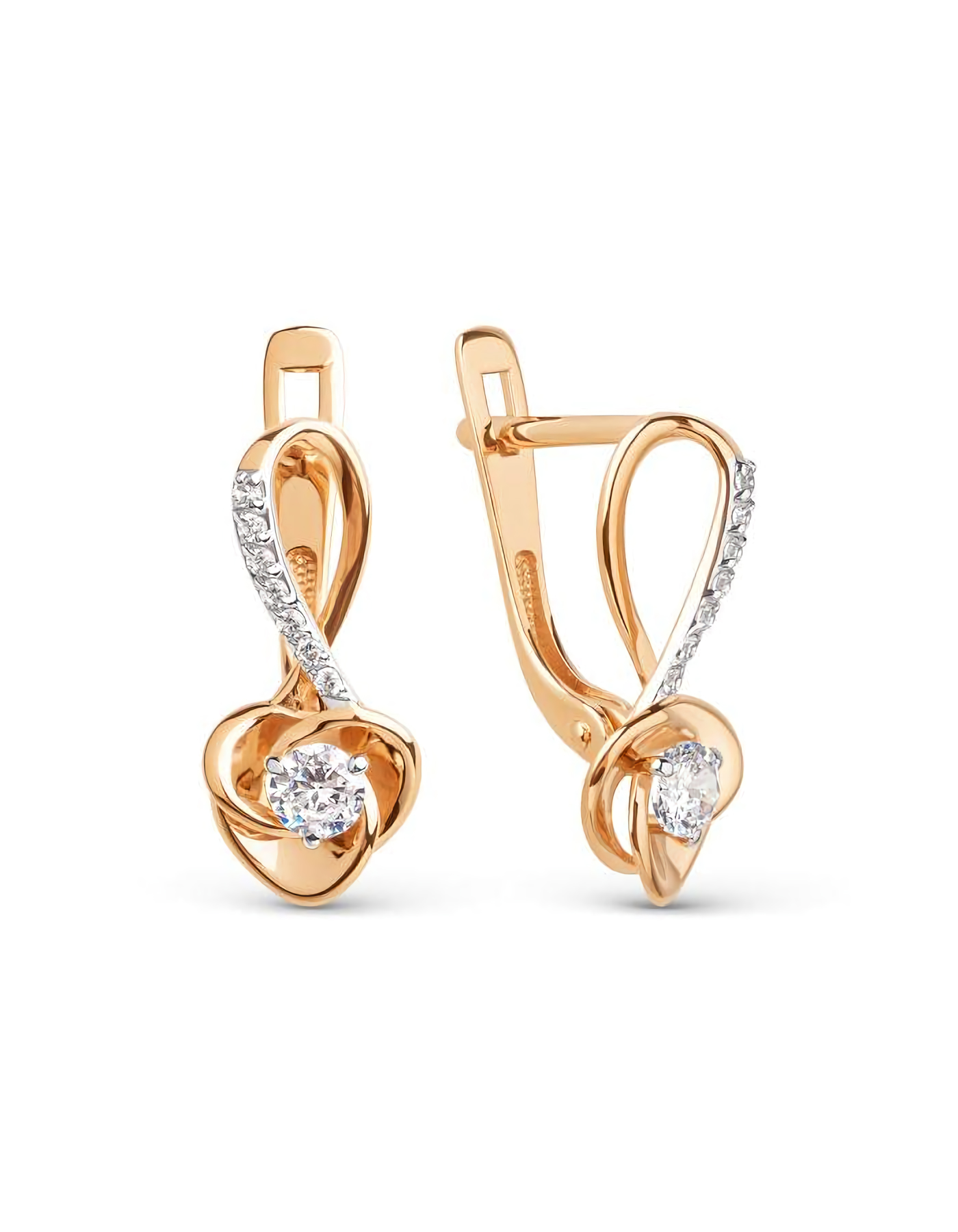Серьги из золота 585 пробы на английском замке