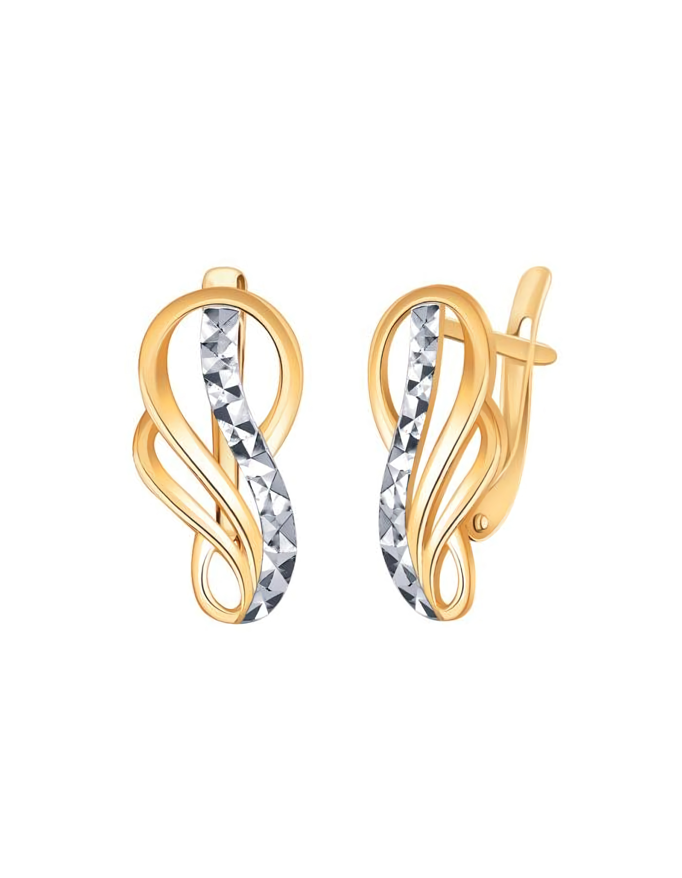 Серьги из комбинированного золота 585 пробы