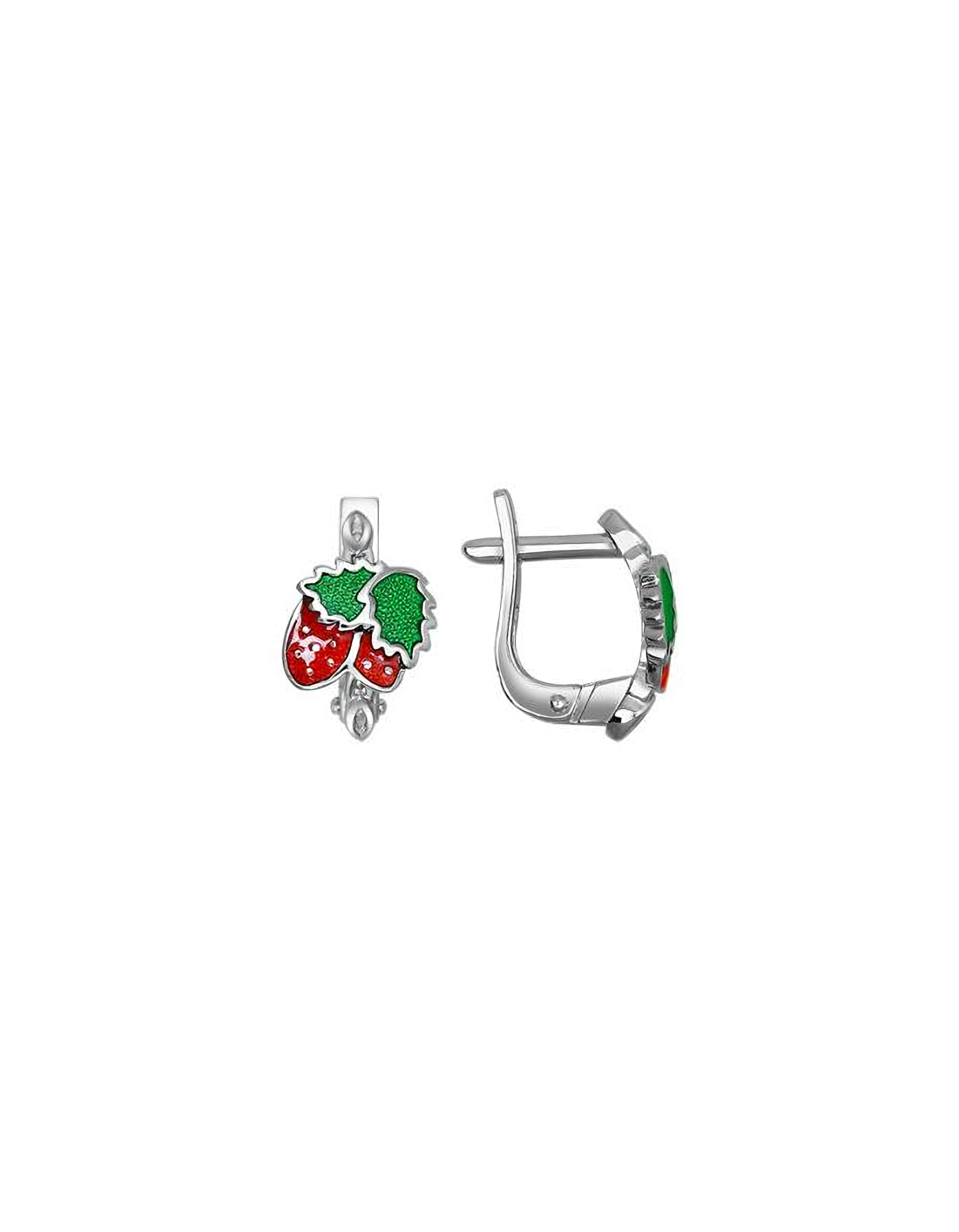 Серьги серебряные на английском замке клубнички