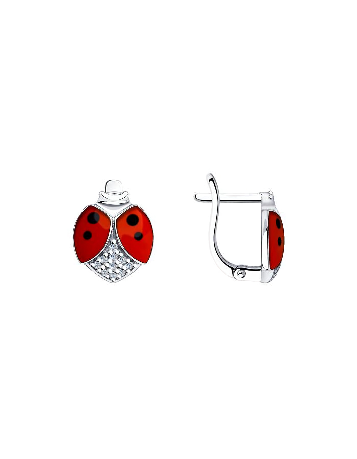 Серьги серебряные детские божьи коровки