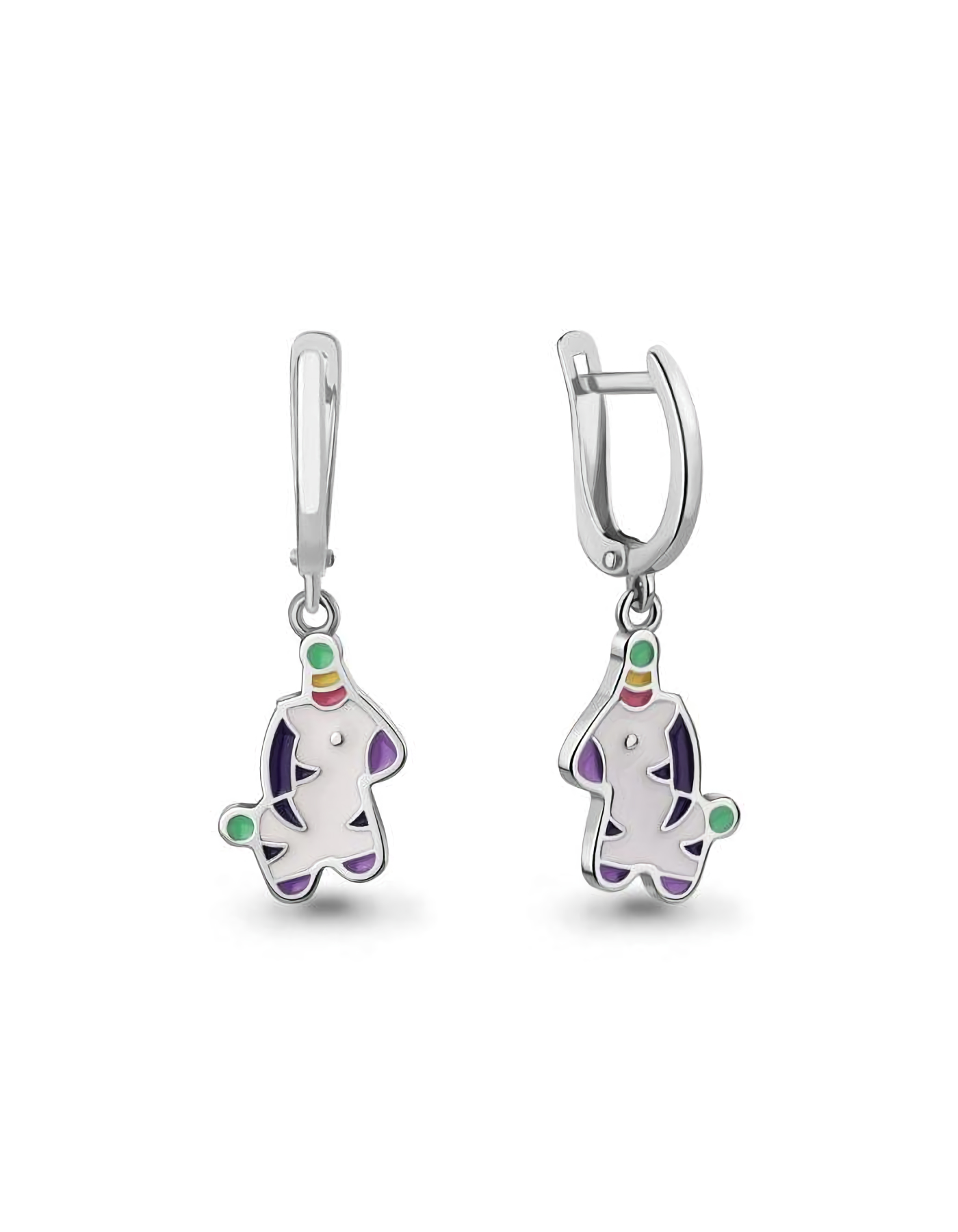 Серьги серебряные детские единороги