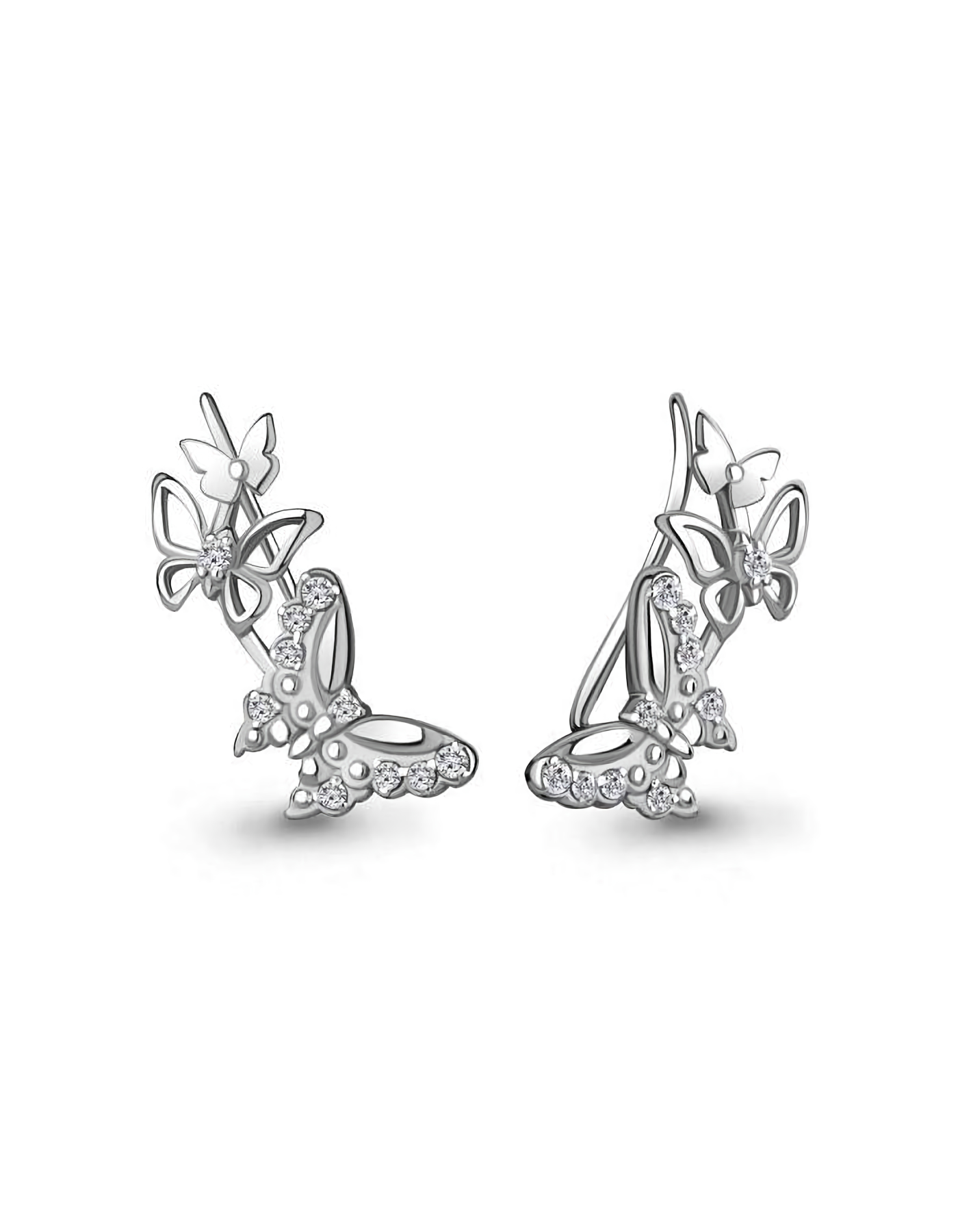 Серьги каффы серебряные