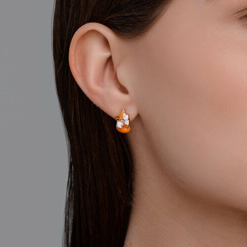 Серьги серебряные позолоченые детские лисы — фото 3