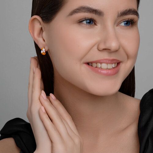 Серьги серебряные позолоченые детские лисы — фото 4