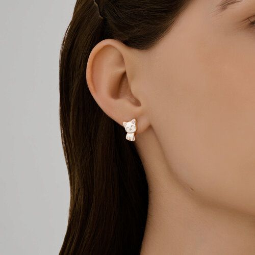 Серьги серебряные позолоченые детские кошечки — фото 3
