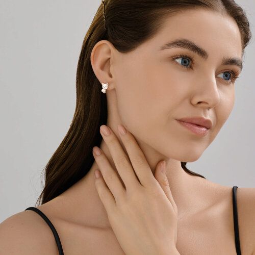 Серьги серебряные позолоченые детские кошечки — фото 4