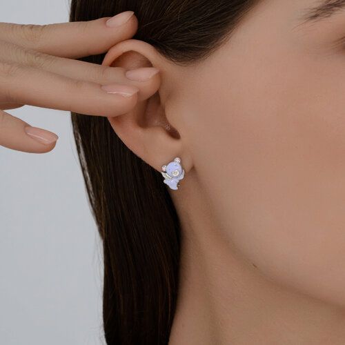 Серьги серебряные детские мишка — фото 3