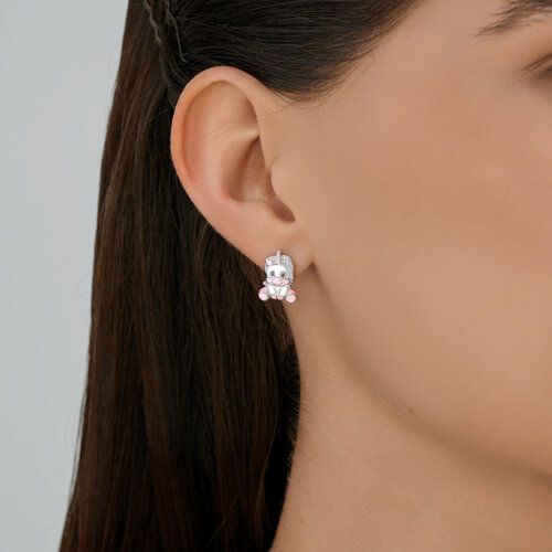 Серьги серебряные детские единорог — фото 3