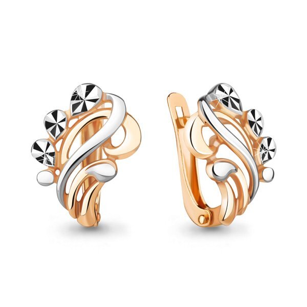 Серьги классические серебряные позолоченые