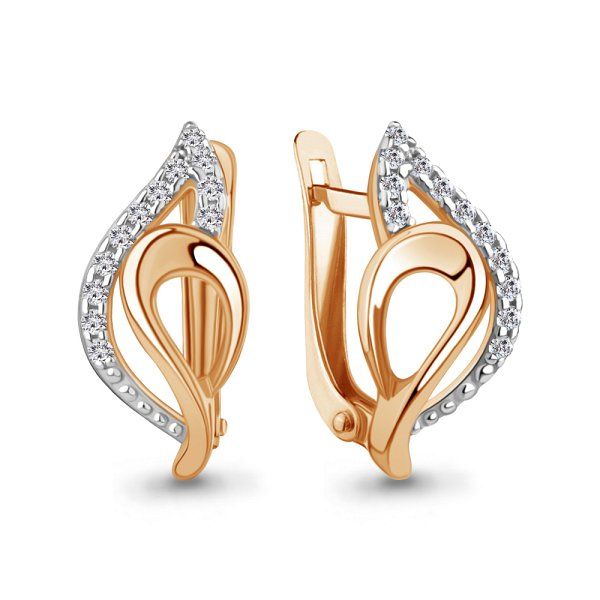 Серьги классические серебряные позолоченые