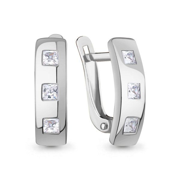 Серьги классические серебряные