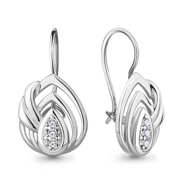 Серьги классические серебряные на петле