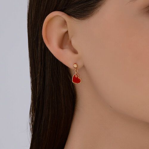 Серьги пусеты серебряные позолоченые сердце — фото 3