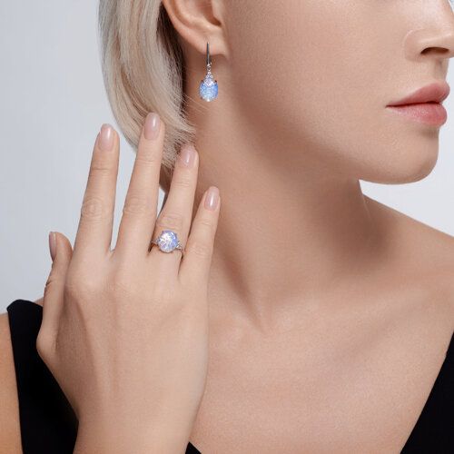 Серьги серебряные на подвесной части — фото 4