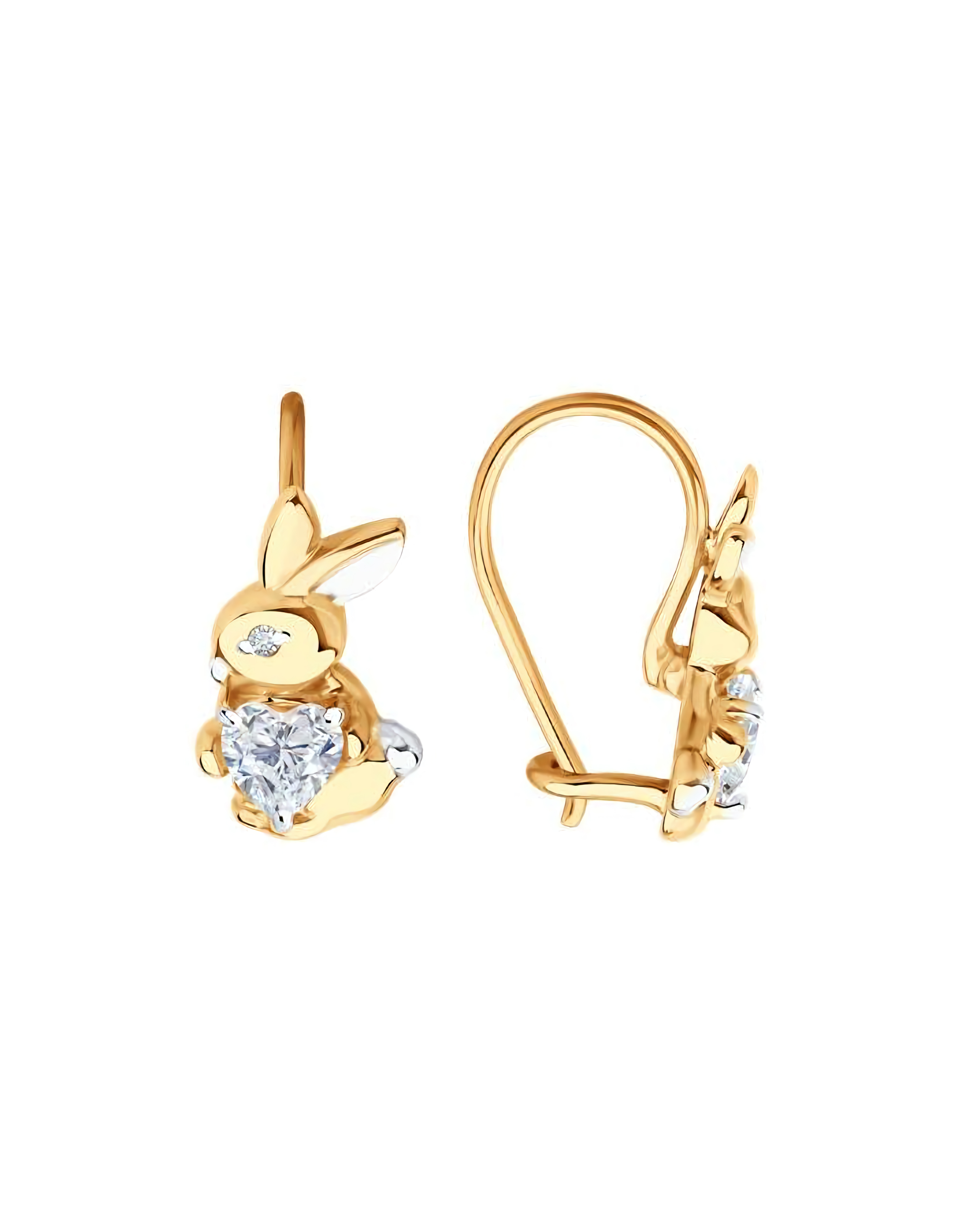 Серьги из золота 585 пробы зайцы