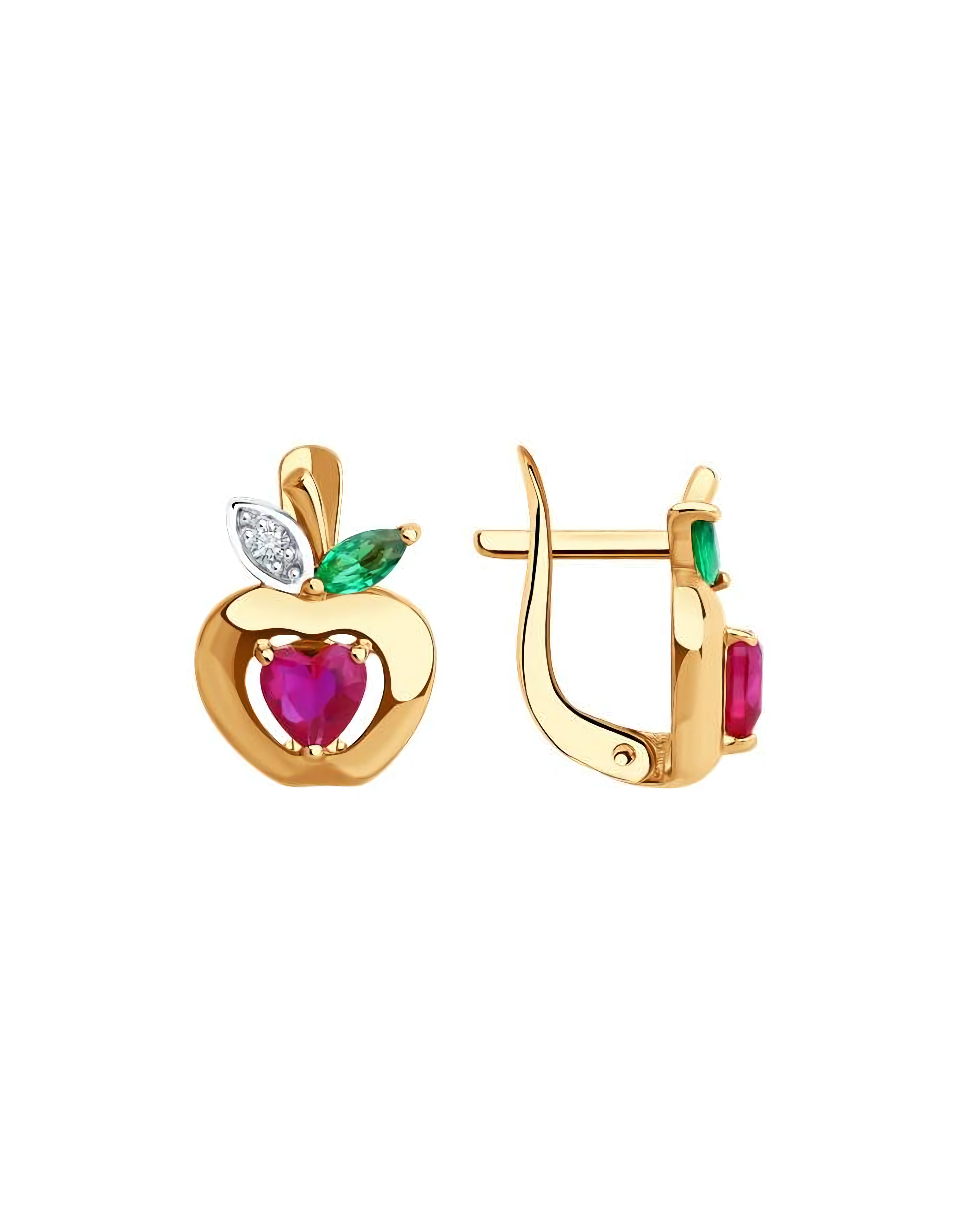 Серьги из золота 585 пробы яблоки