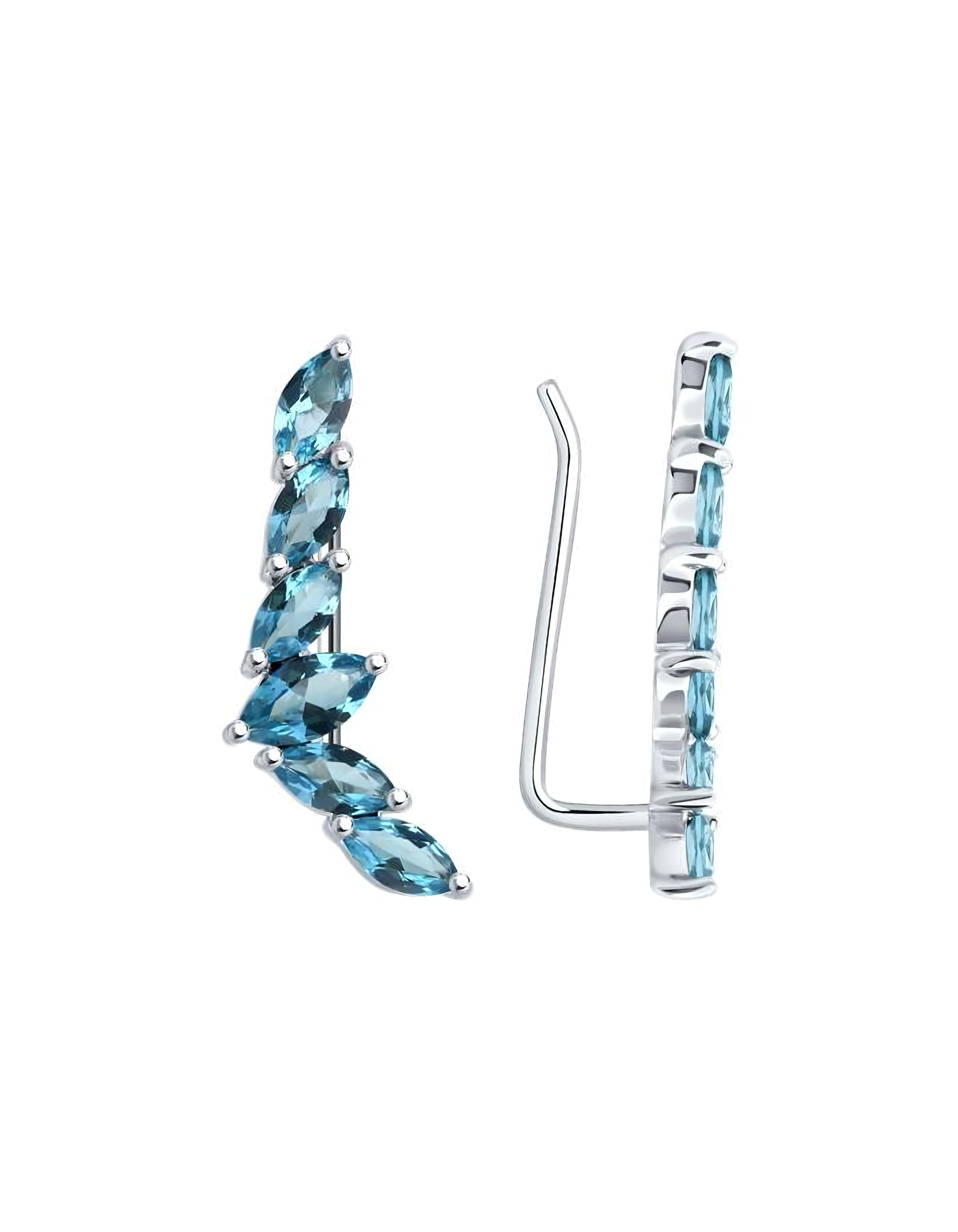 Серьги каффы из серебра