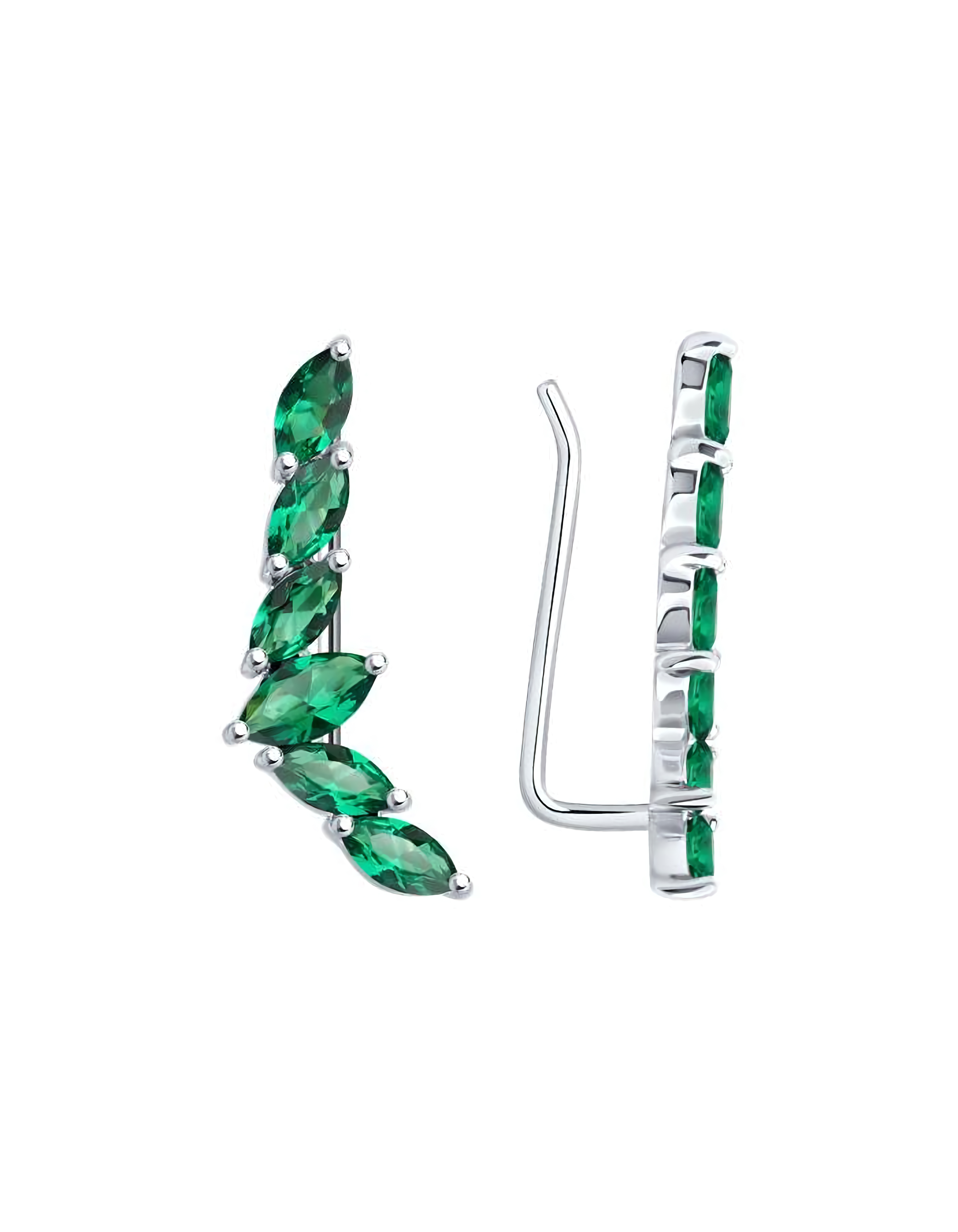 Серьги каффы из серебра